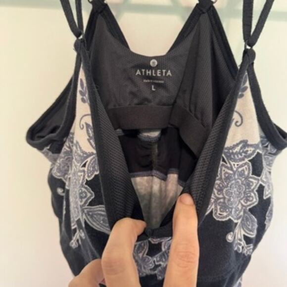 Athleta Tank Top Womens Large Gray Strappy Sleeveless Cotton Yoga Activewear - Picture 6 of 8